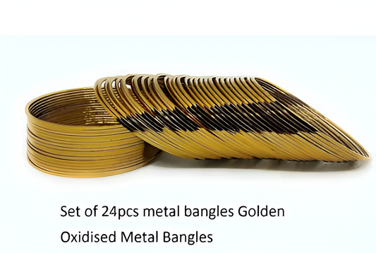 Antique Oxidized Gold-Plated Bangles Set for Women & Girls (Set of 24 Golden Bangles)