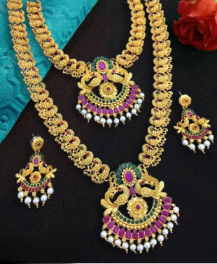 Traditional South Indian Jewelry Set for Women | Necklace and Earring Combo