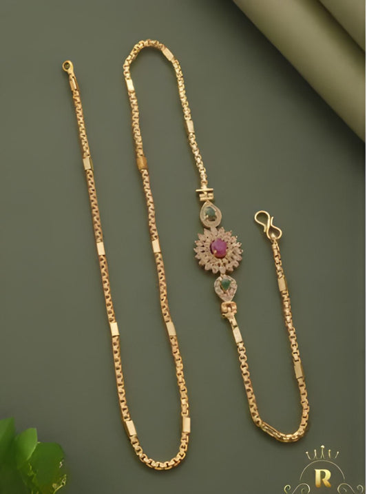 Gold-Plated 24-Inch Chain with Designer Pendant for Women