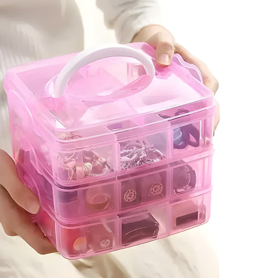 Jewelry Storage Box with 18 Grids in Pink